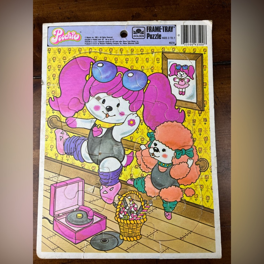 Vintage 1983 Mattel Poochie Frame Tray Puzzle Golden 4527A 12pc 80s Workout Dog